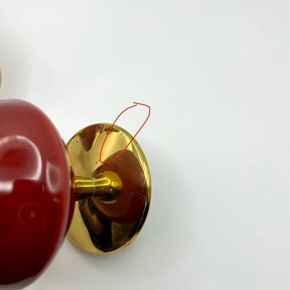 Vintage Mid-Century W. Delft B Holland Red & Gold Brass Candle Holders Atomic - Picture 7 of 11